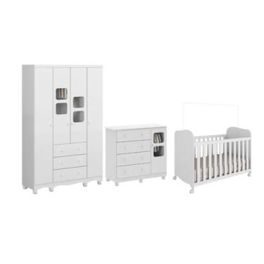 Imagem de Quarto completo Bebê Uli 100% MDF Guarda Roupa 4 portas - - Moveis Per