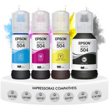 Imagem de Kit com 4 Refis de Tinta T504 Ecotank para Impressoras L4150 L4160 L43