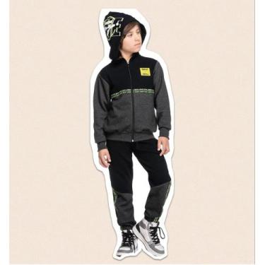 Imagem de Conjunto inverno menino jaqueta com capuz e calça em moletom - Angerô,