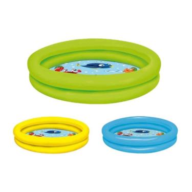 Imagem de Piscina Inflável Infantil Redonda 28L 61cm em PVC com Anéis Colorida Wellmix