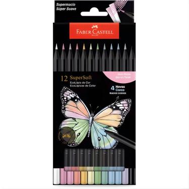 Imagem de Lápis de Cor Faber-Castell Supersoft Ecolápis Madeira Reflorestada Estojo com 12 Unidades Pasteis