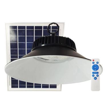 Imagem de Luminaria Solar Industrial Galpão Regulavel Loja Empresa Comercio Quintal Sala de Estar Pendente com Controle Remoto Placa Solar High Bay
