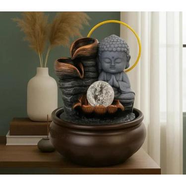 Imagem de Fonte De Agua Com Monge Meditando E Incensario De Madeira - VTN