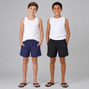 Imagem de Bermuda Short Boxer Curta Juvenil Meninos da Ogochi Cor:0004 Azul Mari