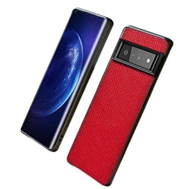 Imagem de Capa para Google Pixel 6/6 Pro, capa de couro legítimo luxuoso, capa traseira com proteção antiarranhões, capa protetora ultrafina, vermelha, 6 de 6,4 polegadas