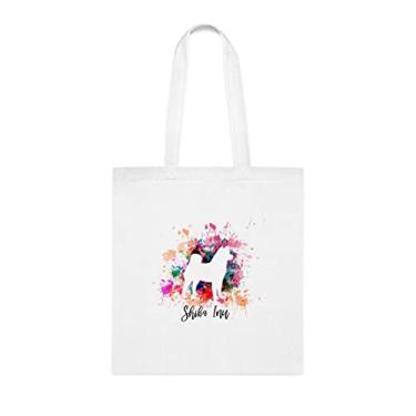 Imagem de Bolsa Shiba Inu, presente Shiba Inu, bolsa de ombro Shiba Inu, bolsas reutilizáveis Shiba Inu, cesta de natal de aniversário, ideia de presente para ela, presente para ele, bolsa feminina, Branco