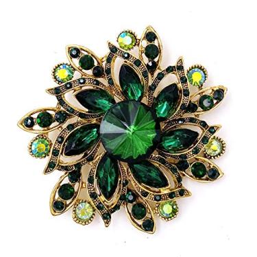 Imagem de LAXPICOL Broche de flor elegante de cristal austríaco vintage feminino broche de casamento, Cristal, Strass