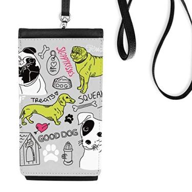 Imagem de Carteira de celular com estampa de desenho de cachorro com estampa de ilustração de brinquedo, bolso preto