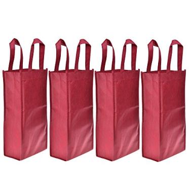 Imagem de Cosmos Pacote com 4 sacolas de vinho não tecido, 2 garrafas, bolsa reutilizável para presente, 2 garrafas vermelho escuro x 4, Medium