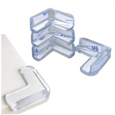 Imagem de Protetor de Canto De Mesa Kit 4 Peças Cantoneira Batente De Silicone Quina De Móveis Vidro Adesivo Proteção e Segurança Para Bebê