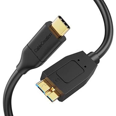 Imagem de Cabo Curto de Disco Rígido Micro B para USB C 1FT, CableCreation Cabo USB 3.1 Tipo C para Micro B 10 Gbps, Cabo USB C para Disco Rígido Externo para MacBook Pro Air Galaxy S5 etc, 0,3M Preto