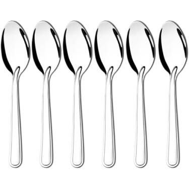 Imagem de Kit 6 Colheres Grandes de Inox para Servir Arroz Molhos para Hotéis Restaurantes Taumer