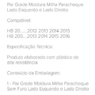 Imagem de Par Moldura Grade Farol Milha Hb20 Hb20S 2012 A 2015 Preto