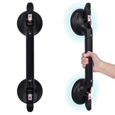 Imagem de HEINSY Barra de sucção de sucção, barra de sucção de chuveiro portátil, alça de sucção alça de banheira com fixação forte de ventosa e liberação rápida para banheiro (47 cm, capacidade máxima: 114,8 kg, preto)