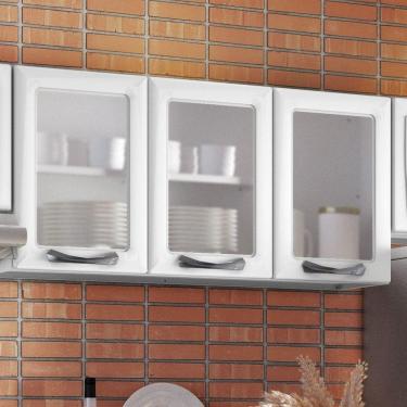 Imagem de Armário em Aço 120cm 3 Portas com Vidro New Premium Itatiaia Branco