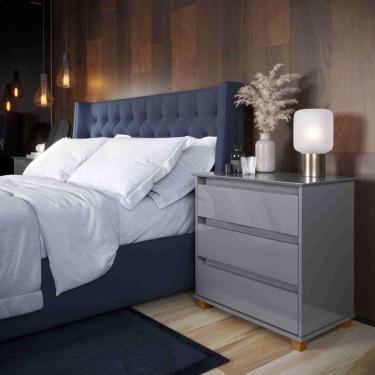 Imagem de Mini Cômoda 3 Gavetas Ej Sala Quarto Cinza Rede Móveis