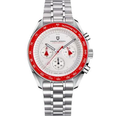 Imagem de Relógio de pulso masculino Pagani Design 1701 Resistente à água até 100 metros, com cronógrafo, movimento de quartzo japonês VK63, pulseira de aço inoxidável, vidro de safira