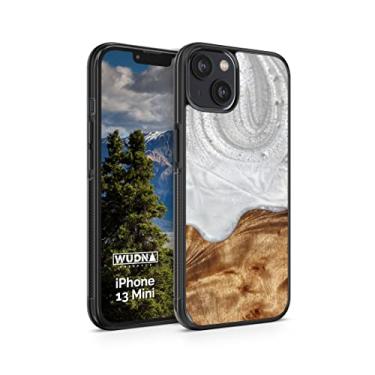 Imagem de WUDN Capa de telefone fina de resina e madeira (branco ártico) compatível com Apple iPhone 13 Mini (5,4 polegadas)