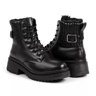 Imagem de Bota Feminina de Inverno em Couro Forrada com Lã Impermeável - Nova York (Preto, BR, Adulto, Numérico, 38)
