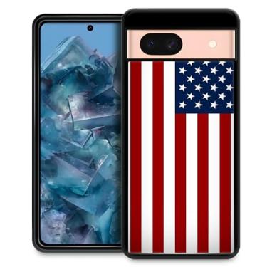 Imagem de CARLOCA Capa compatível com Google Pixel 8A, padrão de bandeiras americanas vermelhas e azuis, ultra proteção à prova de choque de silicone macio TPU antiderrapante traseira para Google Pixel 8A