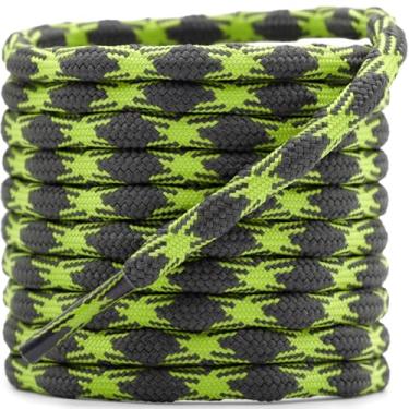 Imagem de DELELE 2 pares de cadarços de escalada em formato de onda redonda, antiderrapante, resistente e durável, para uso ao ar livre, 29 Cinza escuro e amarelo fluorescente, 87 inch (220CM)