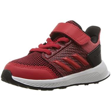 Imagem de adidas Tênis de corrida infantil unissex RapidaRun Wide, Escarlete/Carlete/Preto, 19
