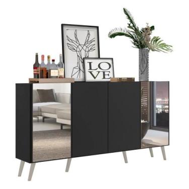 Imagem de Aparador Buffet 4 Portas com Espelho Retrô Vegas Multimóveis V3562, Pr