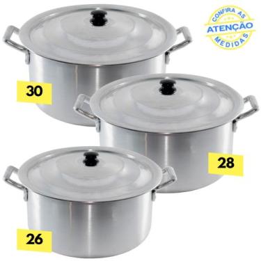 Imagem de Jogo De Panelas 3 Caçarolas Alumínio N 26 28 30 - Mania de Alumínio