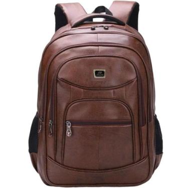 Imagem de Mochila de Couro Preta Grande Notebook Escolar Masculina/Feminina - PU