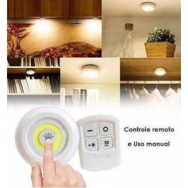 Imagem de Luz cob Lâmpada Luminária adesiva Led 3 Spot Controle Remoto - ZEM