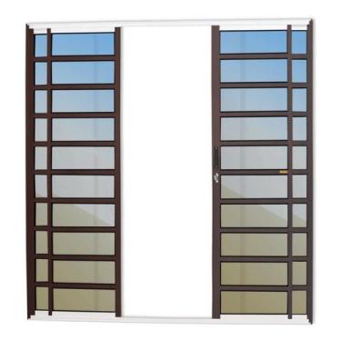 Imagem de Porta de Correr com Travessas 4 Folhas Super Vidro Reflex 210cm X 240c