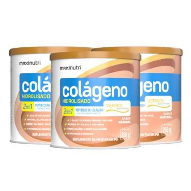 Imagem de Kit 03 Colágenos Verisol Maxinutri Lata 250g Sabor Natural