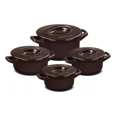 Imagem de Jogo De Panelas Em Cerâmica Duo+ Com 4 peças Ceraflame, Chocolate