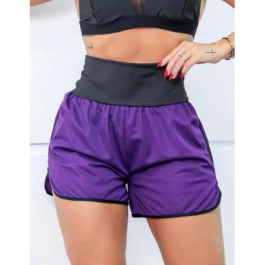 Imagem de Short Feminino Esportivo Running Dry Fit com Bolso - Fitmoda, Roxo, Pr