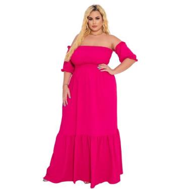 Imagem de Vestido Longo Plus Size Ombro A Ombro Modelador Acinturado Duas Marias