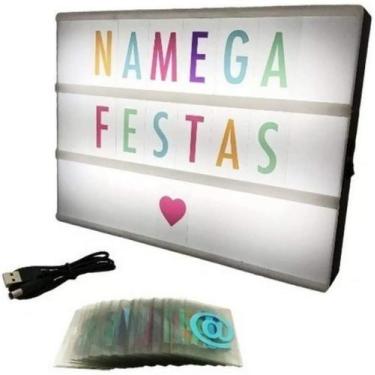 Imagem de Quadro Letreiro de Cinema Luminoso 30x23cm Light Box - Letras Colorida