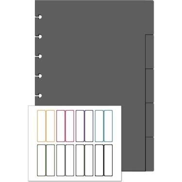 Imagem de Eleven Discs Divisórias de aba de poliéster júnior para cadernos compatíveis com Circa, Arc, TUL (preto semitransparente, conjunto com 5)