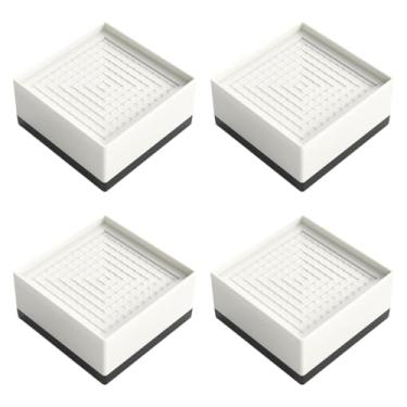 Imagem de WeiLaiKeQi 4 pces móveis elevadores cama risers, empilhável máquina de lavar pé almofadas pés acessórios suporta para mesa cama estante mesa, Branco 7.8x7.8x4cm
