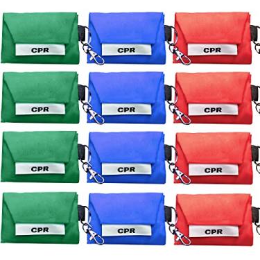 Imagem de NOVAMEDIC 12pcs CPR Face Shield Mask with Keychain Ring, CPR Emergency Barrier with One-Way Valve and HEPA Filter for First Aid Mouth to Mask Treatment and AED Training, Pocket Size, Color May Vary