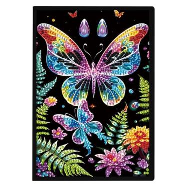 Imagem de DCIDBEI Caderno de pintura de diamante DIY para adultos borboleta A5 caderno de arte de diamante em branco caderno de pintura de diamante caderno de prática de pintura de diamante caderno de desenho