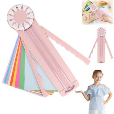Imagem de Cortador de borda para artesanato de papel, cortador de papel 12 em 1, cortador de papel com 12 tipos de corte, máquina de cortar papel multifuncional com medidas para scrapbooking (rosa)