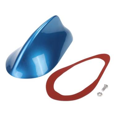 Imagem de Partuto 1 peça de antena universal frontal tubarão quilha antena sinal telhado antena para carro, SUV, caminhão, off-froad, material ABS com base adesiva azul metálico