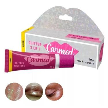 Imagem de Carmed Glitter 3 Em 1 10g Rosa Holográfico Boca Rosto Olhos - Cimed