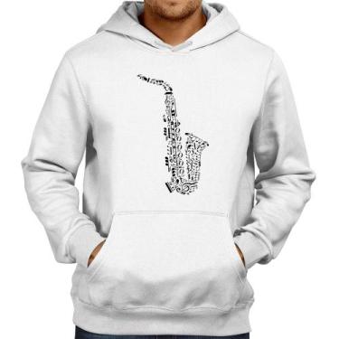 Imagem de Moletom Saxofone Notas Musicais - Foca na Moda, Branco, M