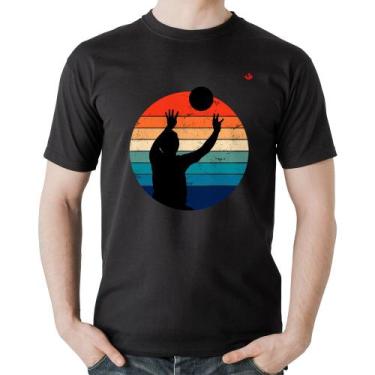 Imagem de Camiseta Algodão Vôlei Vintage Sunset - Foca na Moda, Preto, P