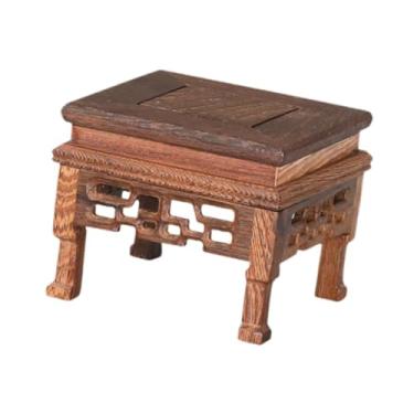 Imagem de Fenteer PLANTER de PLANTER de PLANTER DO PEDESTAL de FLORESPOT Riser Vintage Style Wood Display Base Flowerpot Rack de armazenamento para bule de bule externo , 10.5 Cm X 10.5 Cm X