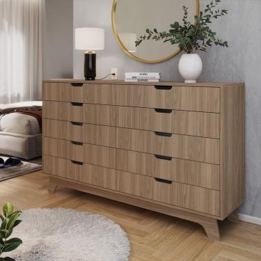 Imagem de Cômoda Alice 10 Gavetas em 100% Mdf Louro Freijó Grann