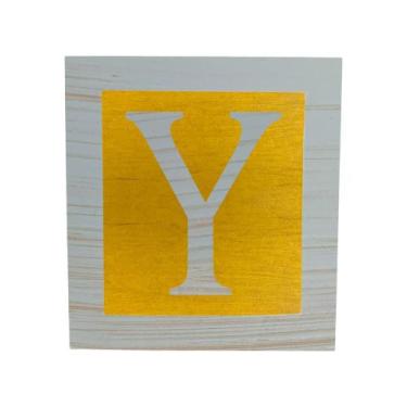 Imagem de Cubo Amarelo Letra Azul Bebê com Aplique Festa Chá de Bebê Decoração 8