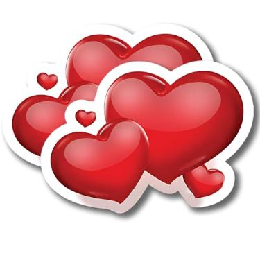 Imagem de Magnet Me Up Adesivo magnético Red Hearts, 15 x 10 cm, pacote com 2, ímã automotivo resistente para carro, caminhão, SUV, geladeira, laptop, qualquer superfície magnética ou qualquer ocasião, Dia dos