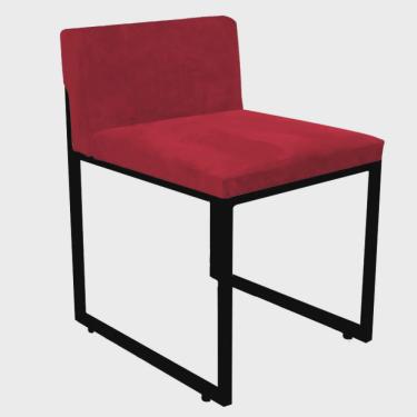 Imagem de Cadeira De Jantar Escritório Recepção Lee Office Industrial Ferro Preto Tecido Sintético Vermelho - Ahz Móveis